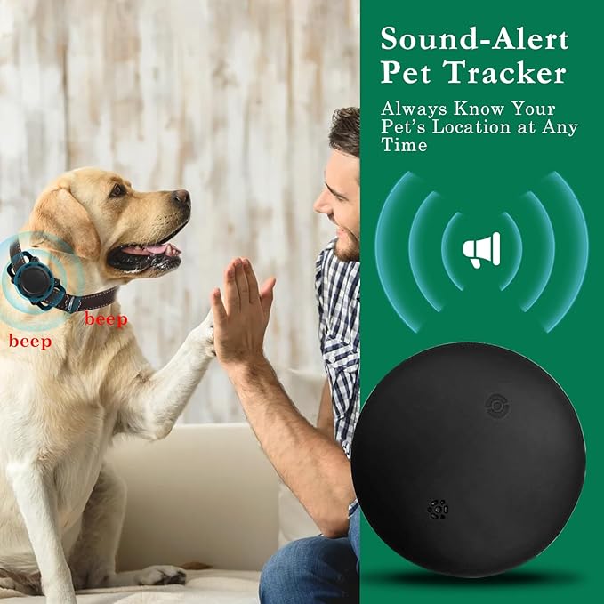 Dog Tracker, Pet Location Tracker with Collar Holder for Dogs, Item Finder MFi Certificated Tracking Device, No Monthly Fee, Waterproof, iOS Only, Work with Apple Find My (Black)