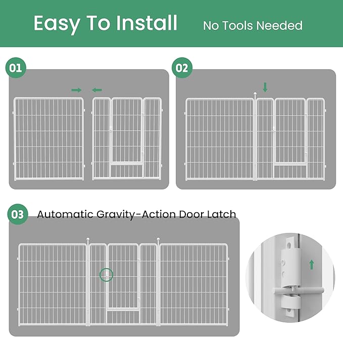 Simple Deluxe Dog Playpen, 32" Height 16 Panels Fence with Anti-Rust Coating, Metal Heavy Portable Foldable Dog Pen for Small/Medium/Large Dogs RV Camping, White