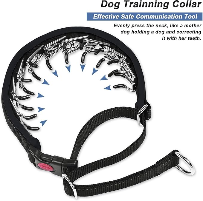 Martingale Collar for Dogs, Heavy Duty Nylon No Pull Dog Collar with Buckle, Adjustable Anti Pull Collar Reflective Slip Collar for Large Medium Small Dog Training Walking S Black
