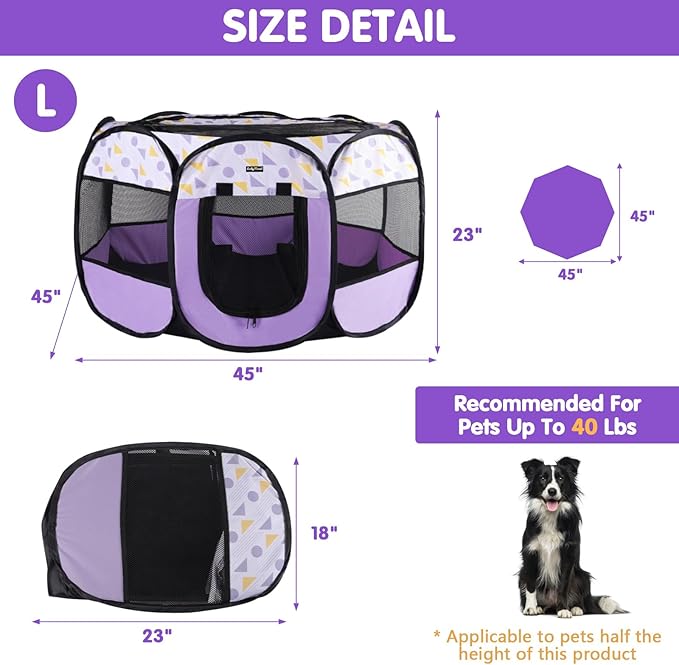 Lucky Monet Portable Dog Cat Playpen Small Dog Puppy Kitten Play Pens Indoor Pop Up Travel Dog Pen for Outdoor Camping Use