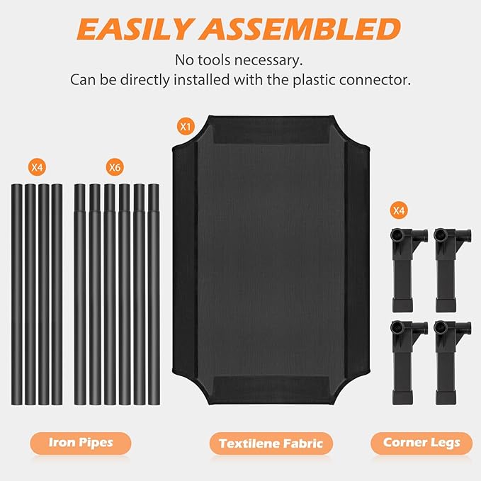 Cooling Elevated Dog Bed, Raised Dog Bed with Washable Breathable Mesh and Metal Frame, Portable Dog Cot Bed with No-Slip Feet for Outdoor and Indoor Use