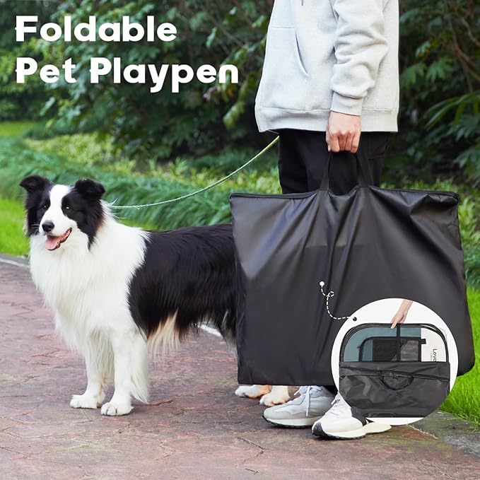 Love's cabin Pet Puppy Dog Playpen, Small Dog Tent Crates Cage Indoor/Outdoor, Portable Playpen for Cat, Foldable Pop Up Dog Kennel Playpen with Carring Case, Removable Zipper Top, Moss Green