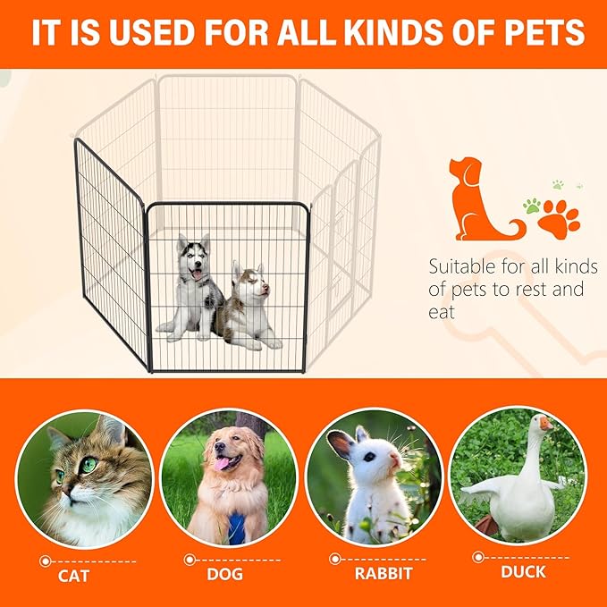 FDW Dog Playpen Dog Pen Dog Kennel 2 Panels 40 Inch Height Indoor Outdoor Folding Metal Portable Puppy Exercise Pen Heavy Duty Dog Fence for Yard Camping,Black