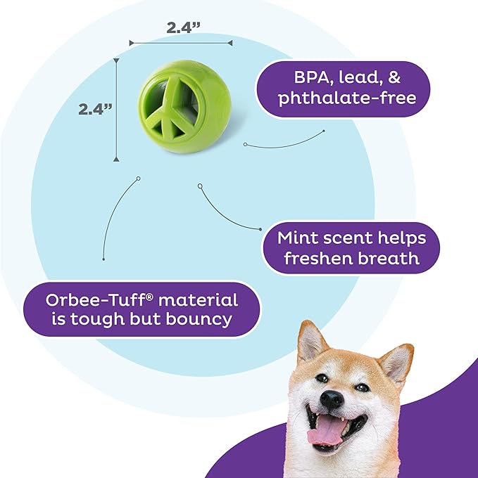 Outward Hound by Planet Dog Nooks Peace Interactive Treat Dispensing Dog Toy, Small, Green