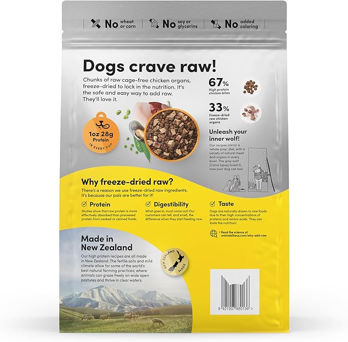 RawMix33 Premium Freeze-Dried Raw Cage-Free Chicken Recipe Dog Food, Protein Rich, Includes Kibble, Non-GMO, No Wheat or Corn, 4.4 lbs