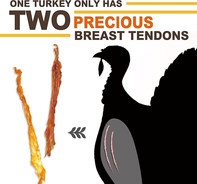 Gootoe Turkey Tendon Dog Treats, Braid (M) 1 lb, 100% USA Sourced Turkey, Natural Snack, Premium Puppy Chews, Hypoallergenic, Rawhide Free, Reseal Value Bag, Size for Medium Dogs