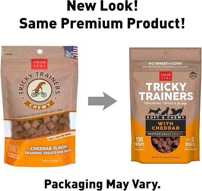 Cloud Star Tricky Trainers Chewy - Cheddar, 4 Pack of 5 oz Bags