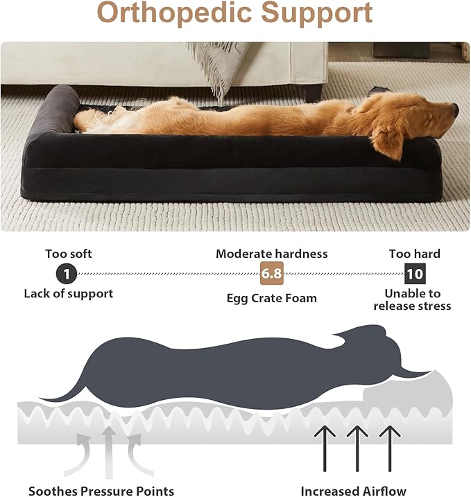 BFPETHOME Dog Beds for Large Dogs, Orthopedic Dog Bed for Medium Large Dogs,Big Waterproof Couch Dog Pet Bed with Removable Washable Cover