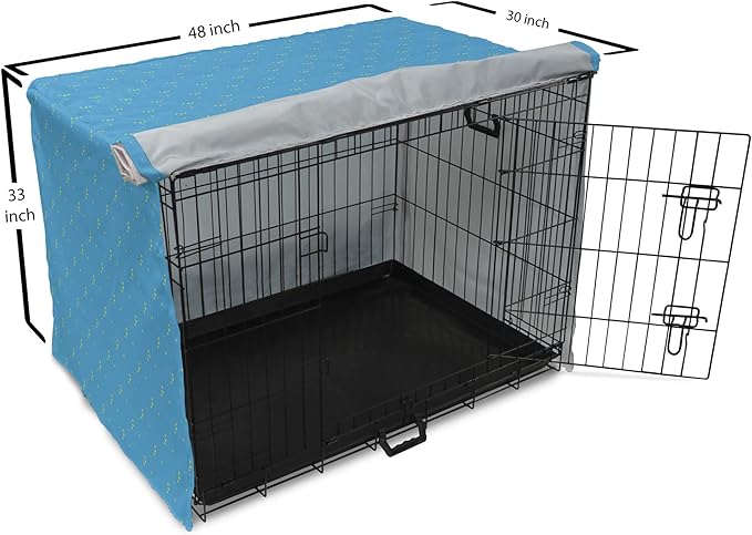 Lunarable Yellow and Blue Dog Crate Cover, Stars in The Sky Themed Vibrant Colored Celestial Pattern, Easy to Use Pet Kennel Cover for Medium Large Dogs, 48 Inch, Blue Yellow