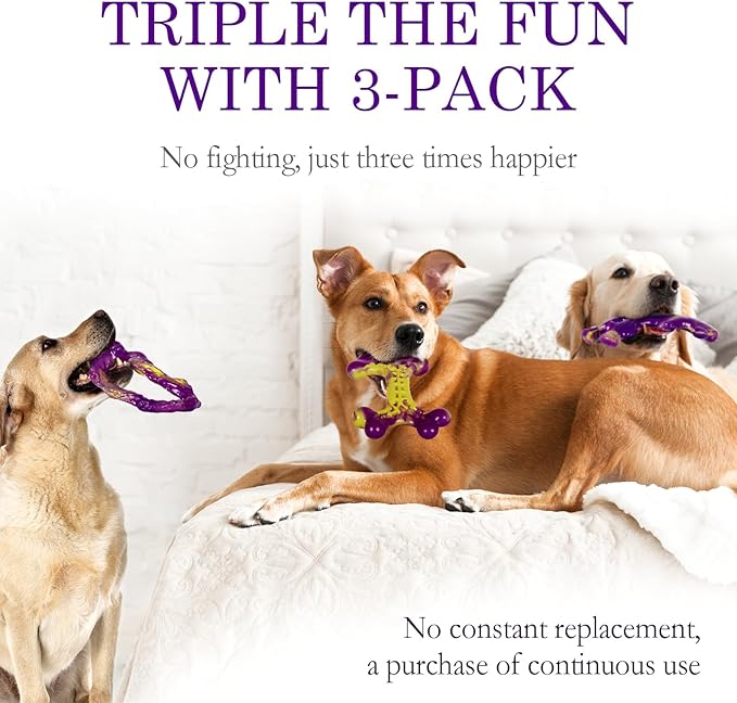 Tough Dog Toys for Aggressive Chewers 3 Pack Chew Toys for Large Dogs, Indestructible Dog Toy for Aggressive Chewers Large Breed, Dog Toys to Keep Them Busy