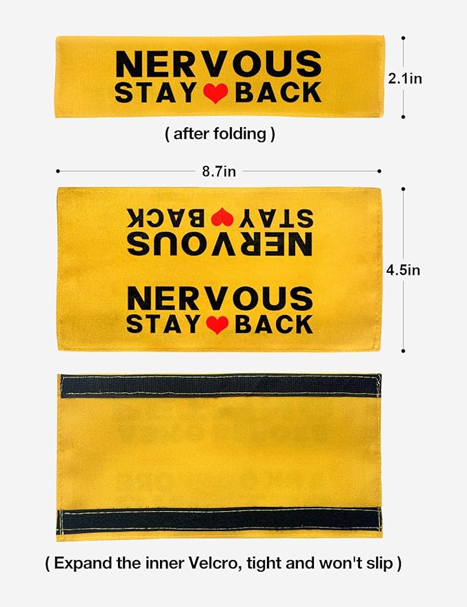 Yellow Nervous Stay Back Dog Leash Sleeve, Reactive Dog Tags Dog Leash Sleeve Alert Hanging ID Patch Tag Dog Bike Leash Sleeve, Pet Dog Birthday Service Dog Leash Gift for Dog Owners