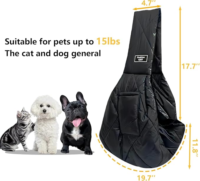 Cat and Dog Sling,Hands-Free Pet Carrier for Puppies,Dog Slings for Small Dogs for Small Pets,Windproof,Warm and Comfortable