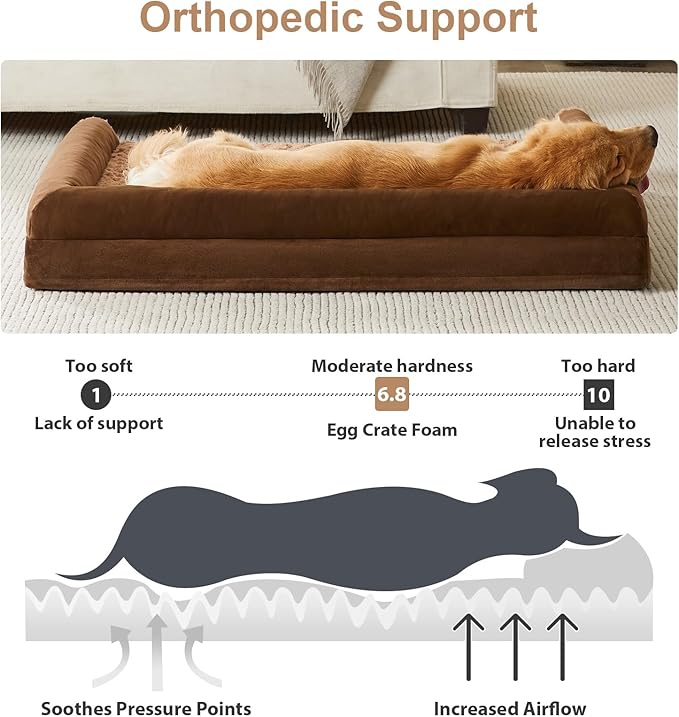 BFPETHOME Dog Beds for Large Dogs, Orthopedic Dog Bed for Medium Large Dogs,Big Waterproof Couch Dog Pet Bed with Removable Washable Cover