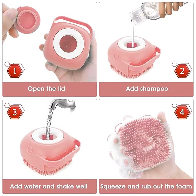 Pet Bath Massage Brush for Dogs and Cats (Pink)