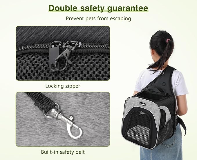 Pecute Small Dog Sling Carrier with Breathable Mesh up to 3.5kg/7.7lbs, Portable Pet Carrier Backpack for Small Cats and Dogs, Great for Chihuahua, Maltese, Yorkshire Terrier, Pomeranian