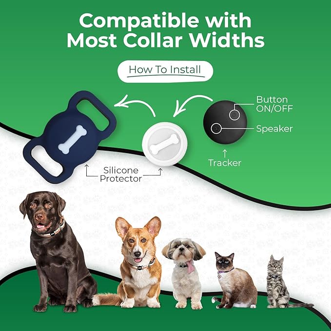 Smart Pet Tracker, Dog Tracker with Collar Holder, Smart Tag for Seamless Location Tracking, Work with Find My, Not GPS Tracker (Blue)