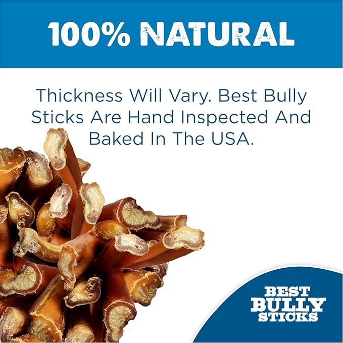 Best Bully Sticks 12 Inch All-Natural Bully Sticks for Dogs - 12” Easily Digestible, 100% Grass-Fed Beef, Grain and Rawhide Free | 50 Pack