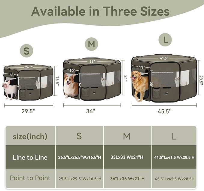 PETSFIT Dog Pen Indoor, Anti-Leakage Bottom, Foldable, Collapsible Dog Playpen Indoor/Outdoor for Cats