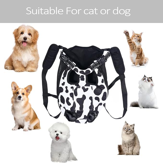 Pet Carrier Backpack Pet Tote Bags for Cats or Doggies, Portable Puppy Travel Carrier Bags, Cozy Soft Pet Puppies Carriers Slings Backpacks (Cow, Small (Pack of 1))