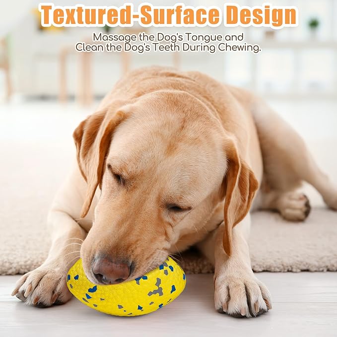 Upgrade Olive Dog Balls Rugby Toys for Aggressive Chewers, Indestructible Tennis Balls for Dogs (Yellow)