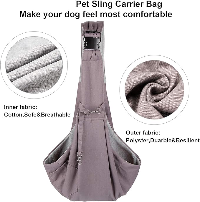 OWNPETS Pet Sling Carrier, Pet Sling Carrier Bag Safe,Fit 10~15lb Cats&Dogs, Comfortable, Adjustable, Perfect for Daily Walk, Outdoor Activity and Weekend Adventure