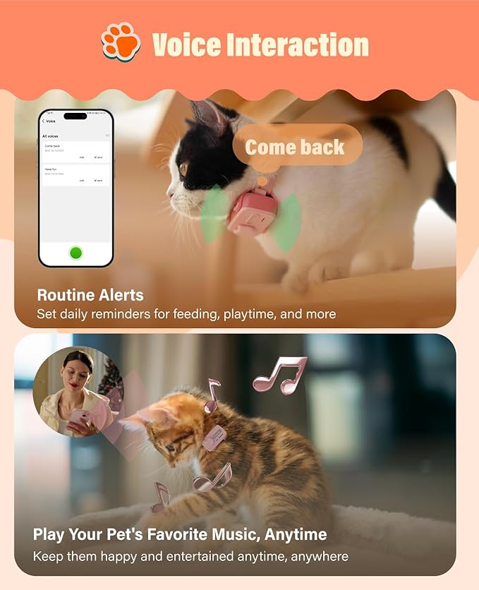 GlocalMe PetPhone GPS Tracker for Dog and Cat, AI Health Alerts and Two-Way Call, Real Time Tracking and Virtual Fence, Pet Tracker with 6 Advanced Location Technologies, Unlimited Range (Pink)