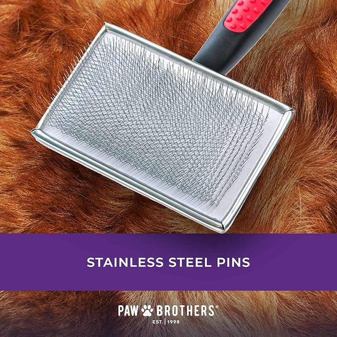 Ryan's Pet Supplies Paw Brothers Flat Slicker Brush for Dogs, Professional Grade, Coated Tips, Gentle on Skin, Maximum Coverage, Extra Large