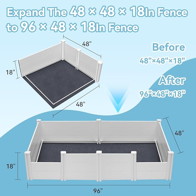 Extension of Whelping Box for Dogs, Only Used to Expand The 48 × 48 × 18In Fence to 96 × 48 × 18In Fence, Dog Whelping Pen Including Only Blankets and Pigsty, No Other Accessories Included