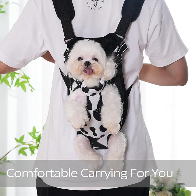 Pet Carrier Backpack Pet Tote Bags for Cats or Doggies, Portable Puppy Travel Carrier Bags, Cozy Soft Pet Puppies Carriers Slings Backpacks (Cow, XX-Large (Pack of 1))