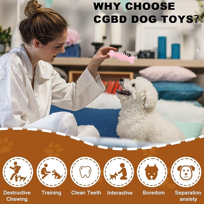 Puppy Toys, 6 Pack Dog Chew Toys for Puppy, Cute Pink Small Dog Toys, Teething Toys for Puppies, Soft Durable Interactive Chew Toy for Small Dogs