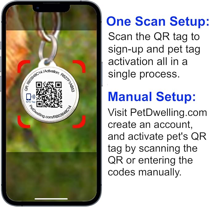 Premium NFC & QR Code Smart Dog ID Tag - Easy Scanning, Instant Profile Access, Real-Time Location Alerts(Pink Tiara)