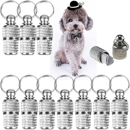 10PCS Anti-Lost Pet ID Tag Barrel,Stainless Steel Pet ID Tags,Pet Puppy Kitten ID Tags Address Name Label (10)