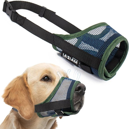 Coppthinktu Dog Muzzle, Soft Mesh Muzzle for Small Medium Large Dog Mouth Guard, Breathable Dog Muzzles to Prevent Biting Barking, Adjustable Dog Mouth Cover Muzzle for Dog Allow Panting Drinking