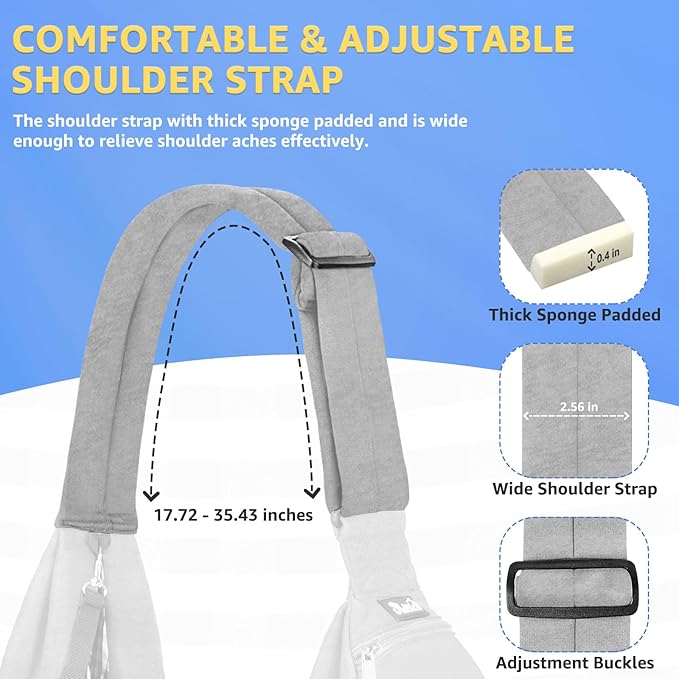 Lukovee Pet Sling, Hand Free Dog Sling Carrier Adjustable Padded Strap Tote Bag, Shoulder Bag with Safety Belt & Front Pocket for Small Dog Cat Puppy (Grey-WY,L)