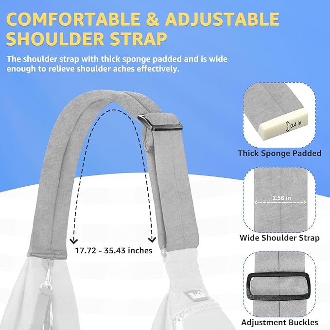 Lukovee Pet Sling, Hand Free Dog Sling Carrier Adjustable Padded Strap Tote Bag, Shoulder Bag with Safety Belt & Front Pocket for Small Dog Cat Puppy (Grey-WY,S)