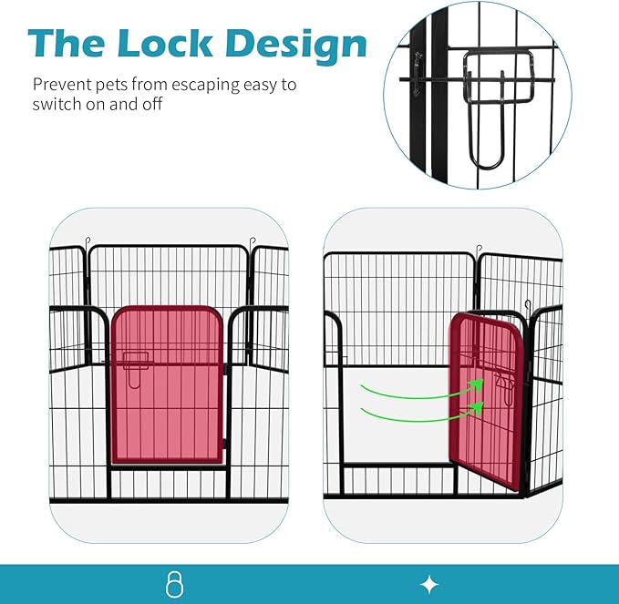FDW Dog Playpen Dog Pen Dog Kennel 24 Panels 24 Inch Hight Indoor Outdoor Folding Metal Portable Puppy Exercise Pen Heavy Duty Dog Fence for Yard Camping,Black
