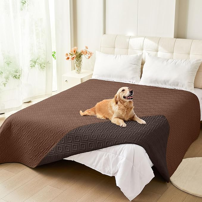 hyha Waterproof Dog Blanket, Soft Pet Bed Blankets, Waterproof Sofa Couch Cover for Dogs Washable, Reversible Pet Couch Covers for Sofa Furniture (52x82 Inch, Brown/Chocolate)