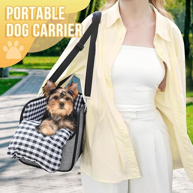 SlowTon Console Dog Car Seat - Portable Dogs Armrest Booster Seat for Small Dog, Anti-Collapse Pet Car Seat with Soft Cushion Safety Belt, Support Pet Up to 11lbs (Grey)