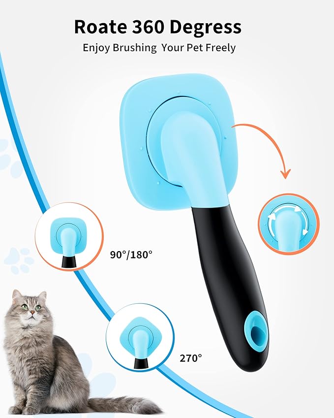 Glendan Dog Brush & Cat Brush- Slicker Pet Grooming Brush- Shedding Grooming Tools(Blue)
