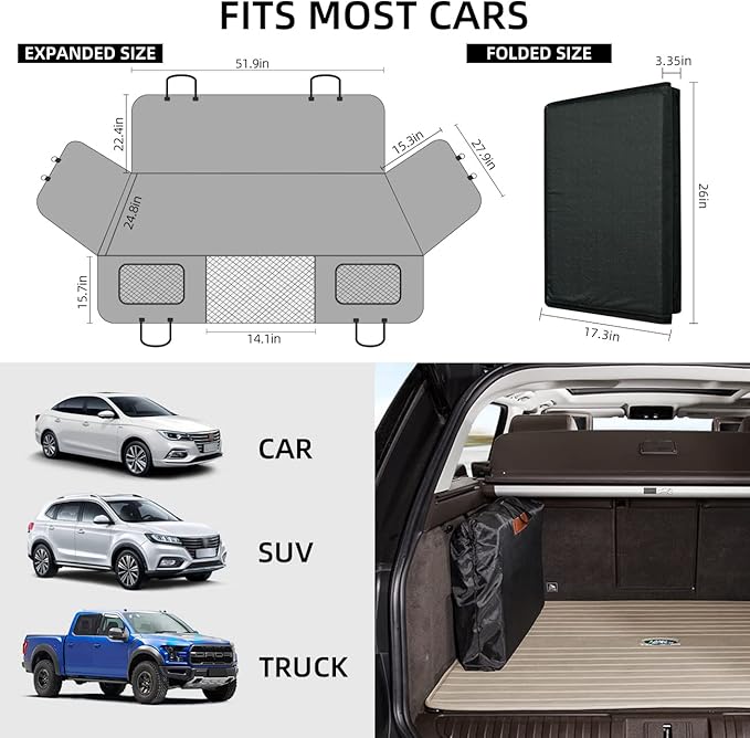 YJGF Back Seat Extender,Dog Seat Cover for Back Seat,Hard Bottom Car Seat Cover for Dogs,Dog Hammock for Car,Back Seat Pet Cover for Dogs(Grey)