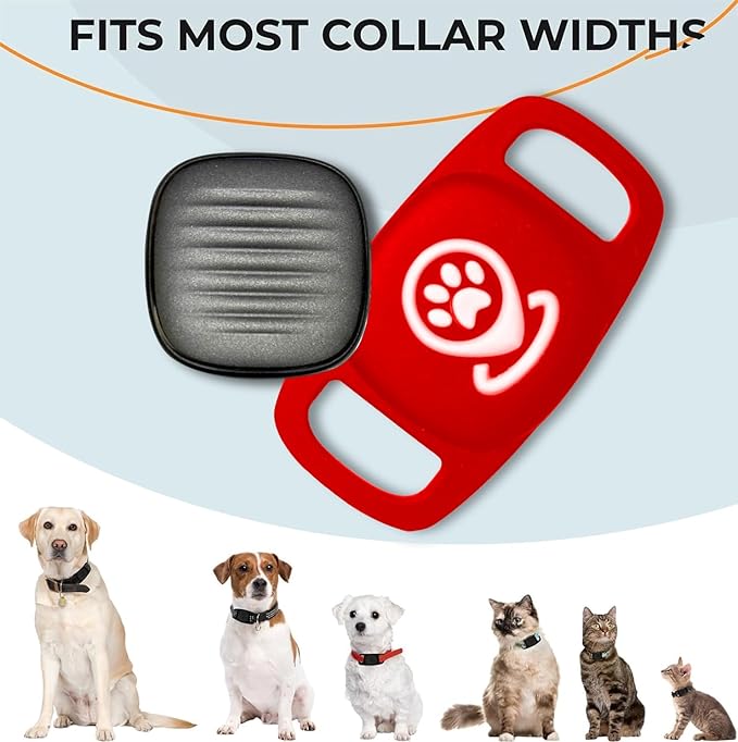 Pet Tracker for Dog, Dog Tracker Smart Pet Location Tracker with Tracker Holder, Item Finder MFi Certificated Tracking Device, No Monthly Fee, Works with Find My (iOS Only) Not GPS Tracker Red