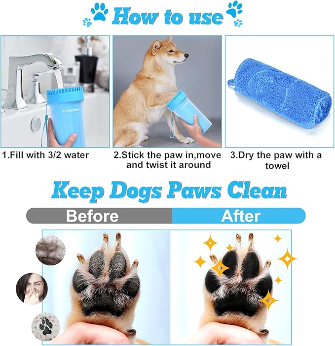 Paw Cleaner and Foot Washer for Large and Extra Large Dog Breeds - Efficient Dog Foot Cleaner with Container