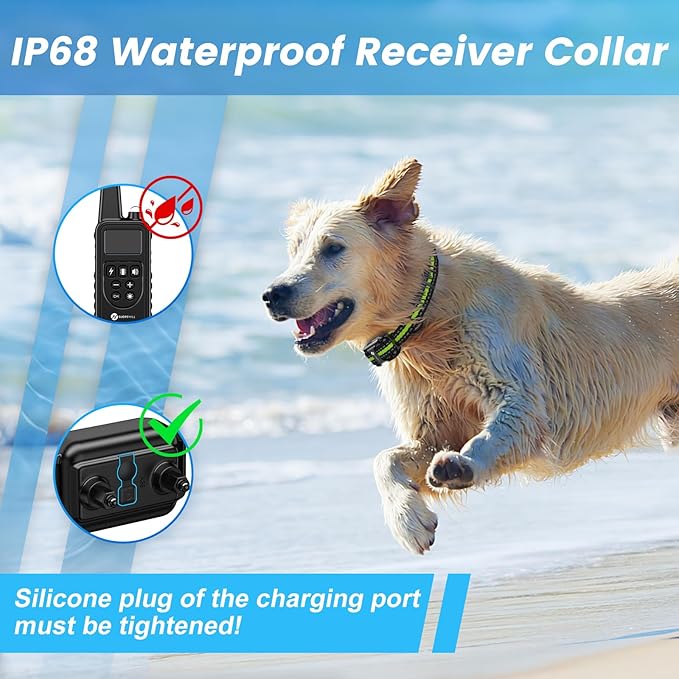 Dog Training Collar with Remote, Electronic Dog Shock Collar with Beep, Vibration, Shock, Light and Keypad Lock Mode, Electric Dog Collar Set for Small Medium Large Dogs (Black Green)