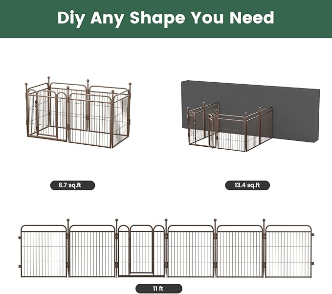 Gardner Pet Dog Playpens, 24" H 6 Panels Dog Pen Outdoor/Indoor Dog Fence Exercise Pen for Small/Medium Dogs, Foldable Pet Play Yard Gate with Gravity Automatic Lock, Pet Playpen, Brown