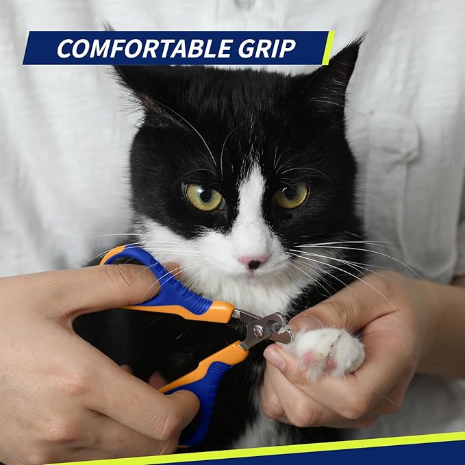 WePet Pet Nail Clippers U07.1, Professional Claw Trimmer, Bended Scissor Special for Cats, Kittens, Dogs, Puppies, Small Animals, Orange/Navy Blue