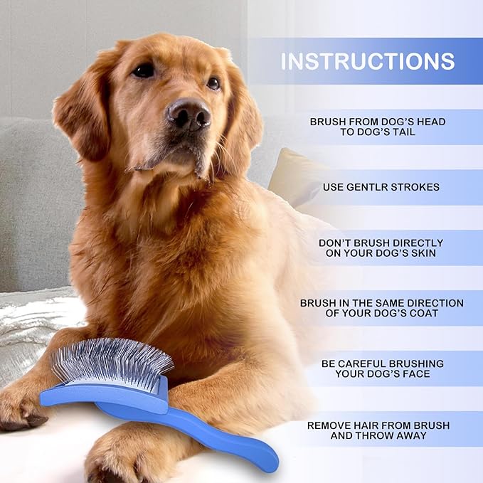 Dog Slicker Brush for Goldendoodles & Golden Doodle Brush for Grooming Kit - Dog Brush for Goldendoodle, Labradoodle, Poodles - Pet Hair Brush for Medium & Long Haired Dogs - Large(Blue)