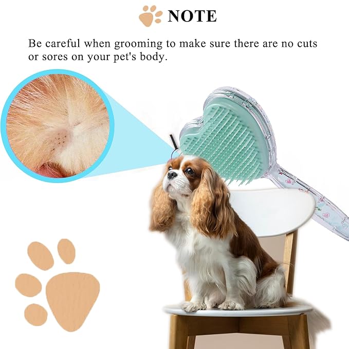 Small Dog Brush, Soft Dog Grooming Brush for Shih Tzus, Yorkies, Maltipoos, Maltese, Love Shape Puppy Massaging Pet Hair Brush, Cat Brush, for Small Dogs Cats of All Hair Types(Sky Blue)