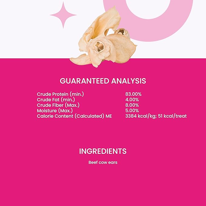 I and love and you Ear Candy Cow Ear Chews - Beef - Rawhide Alternative, Single Ingredient, Free Range Grass Fed Beef, 5ct