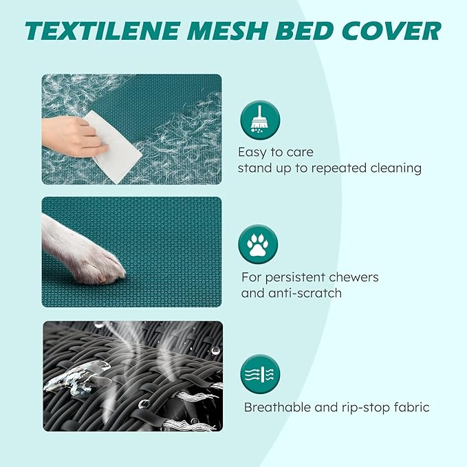 Cooling Elevated Dog Bed, Raised Dog Bed with Washable Breathable Mesh and Metal Frame, Portable Dog Cot Bed with No-Slip Feet for Outdoor and Indoor Use