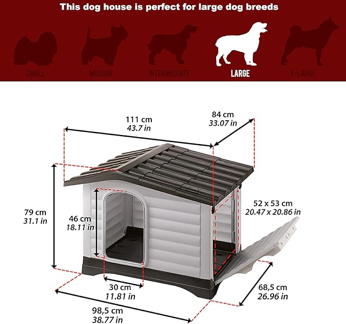 Ferplast Dog Kennel, Gray, 37.4 x 25.98 x 26.77", (87257099)
